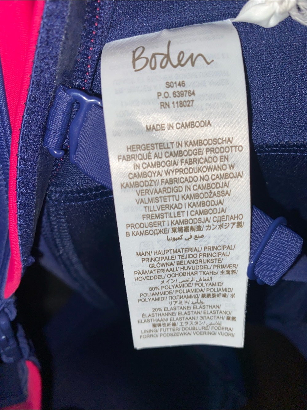 Boden Pink and Navy Colorblock Swim Top - Picture 5 of 6